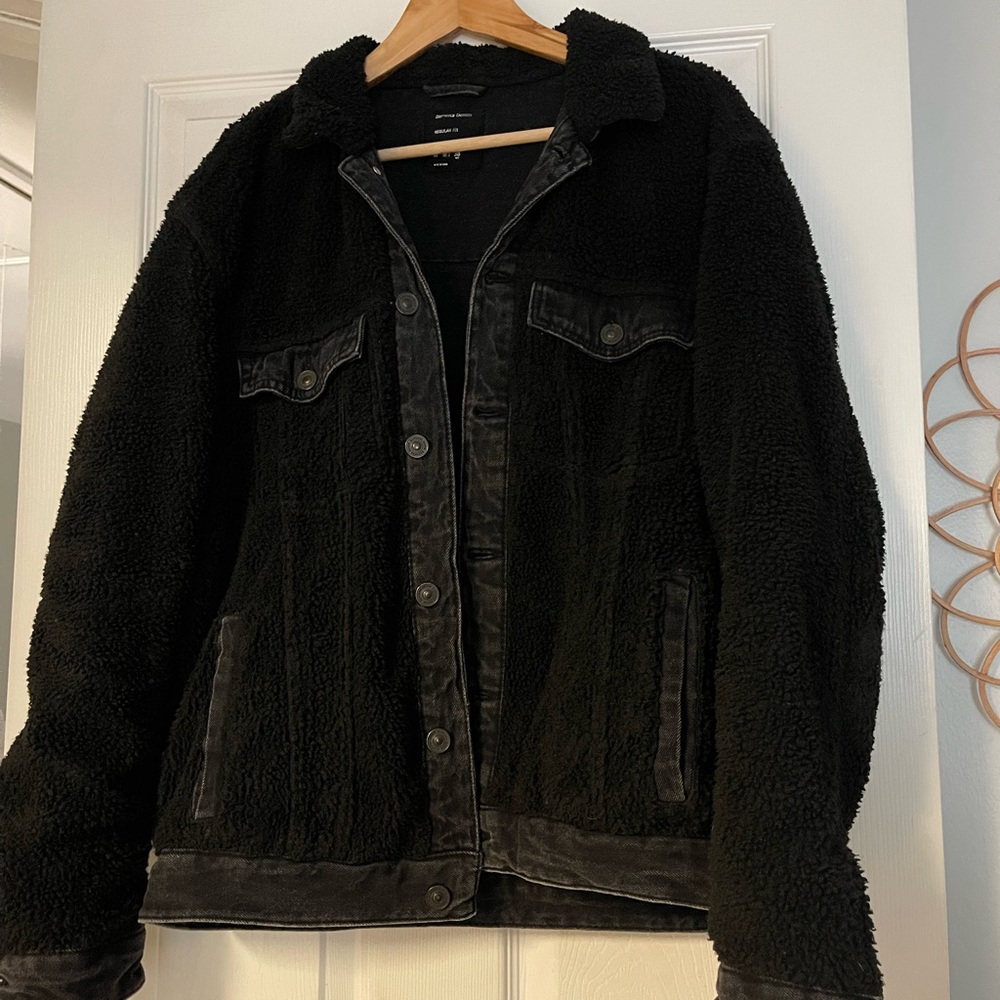 Black Sherpa Jean Jacket